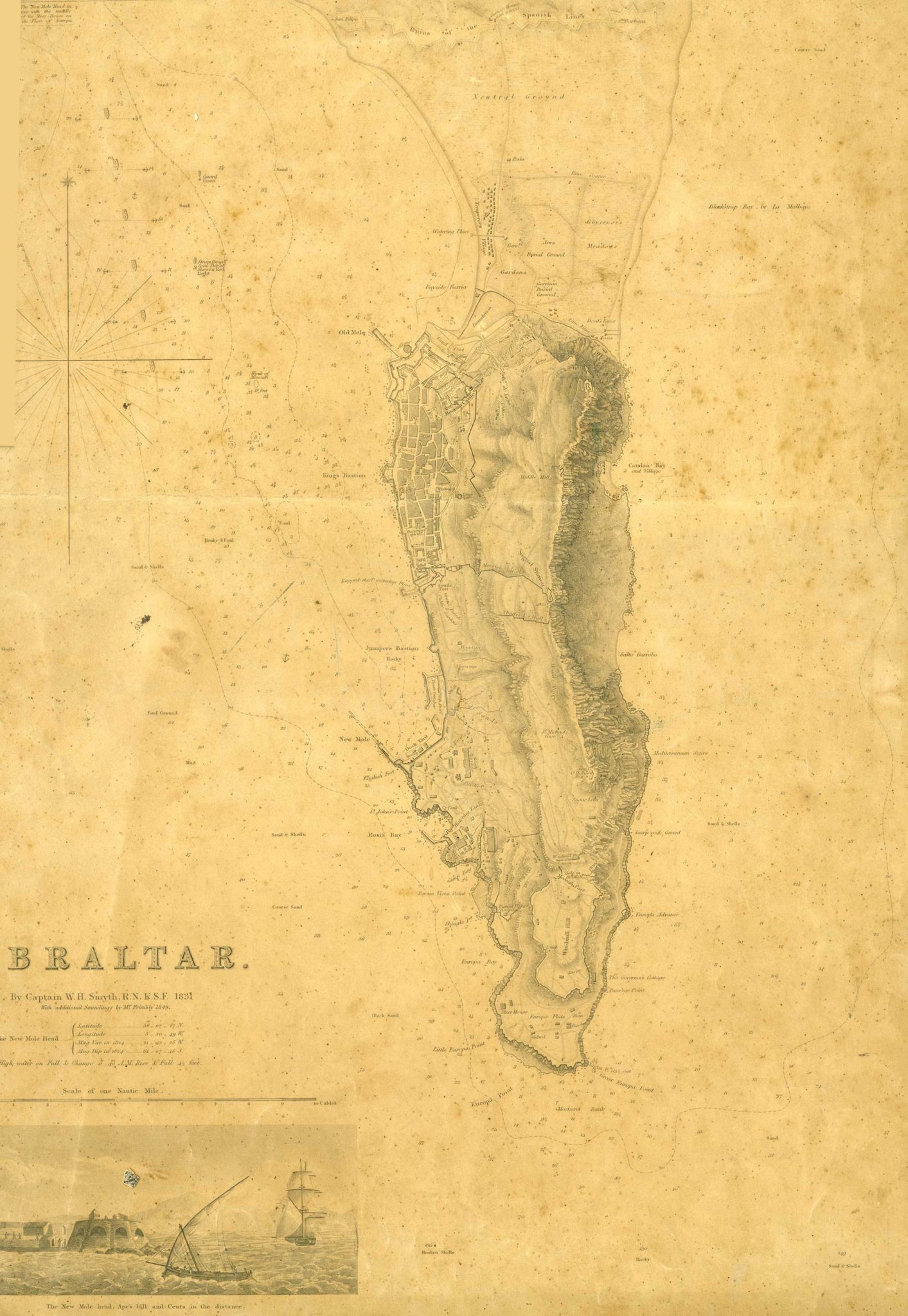 Map 46 Overall Map Of Gibraltar By Captain Smyth 1831 The Gibraltar   Map 46 Overall Map Of Gibraltar By Captain Smyth 1831 1413x2048 